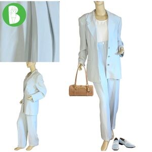 RENA ROWAN PASTEL BABY BLUE SILK PANTSUIT SET NWT (12/14)